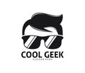 Cool geek guy nerd logo design