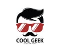 Cool geek guy nerd logo design