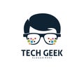 cool geek guy nerd logo design