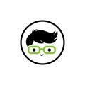 Cool geek guy nerd logo design template. Geek or nerd logo vector,