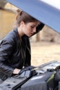 Cool girl by the car Royalty Free Stock Photo