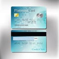 Cool green color front and back realistic credit or debit card