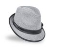 Cool grey, felt trilby/fedora hat isolated on a white background Royalty Free Stock Photo
