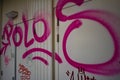 Graffiti White Wall Bold Pink Black Red Letters Royalty Free Stock Photo