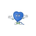 Cool Grinning of blue love balloon mascot cartoon style