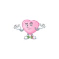 Cool Grinning of pink love balloon mascot cartoon style