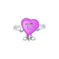 Cool Grinning of purple love balloon mascot cartoon style