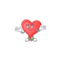 Cool Grinning of red love balloon mascot cartoon style