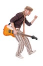 Cool guitarist on white Royalty Free Stock Photo