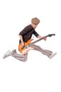 Cool guitarist on white Royalty Free Stock Photo