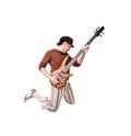 Cool guitarist on white Royalty Free Stock Photo