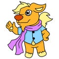 cool guy dog wearing a scarf around the neck  doodle icon image kawaii Royalty Free Stock Photo