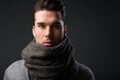 Cool guy with gray wool scarf Royalty Free Stock Photo