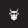 Cool head cow with sunglasses logo symbol icon vector graphic design illustration idea creative