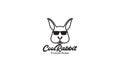 Cool head rabbits cartoon logo vector icon illustration design