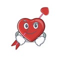 Cool heart and arrow mascot character with Smirking face