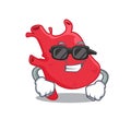 Cool heart cartoon character wearing expensive black glasses