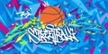 Cool Hip Hop Urban Street Art Graffiti Style Streetball Or Basketball Illustration Background Art