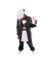 Cool hip-hop young man on white Royalty Free Stock Photo