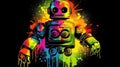 a cool hip music robot illustration in a graffiti spray style, ai generated image