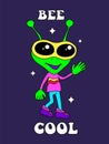 Cool hippie alien print for t-shirt design