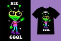 Cool hippie alien print for t-shirt design. vector isolated on black