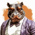 Cool Hippopotamus In A Vivid Comic Book Style