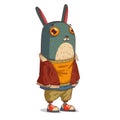 Cool Hipster Rabbit, vector illustration. Anthropomorphic hare wearing street style clothes