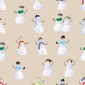 Cool hipster snowmen seamless vector print