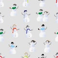 Cool hipster snowmen seamless vector print