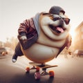 cool hispanic gangster labrador plus size speed flip jump skateboard anthropomorphic funny character
