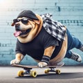 cool hispanic gangster labrador plus size speed flip jump skateboard anthropomorphic funny character