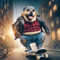 cool hispanic gangster labrador plus size speed flip jump skateboard anthropomorphic funny character