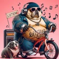 cool hispanic gangster plus size mixed breed dog ride bmx bycicle anthropomorphic funny character