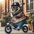 cool hispanic gangster plus size mixed breed dog ride bmx bycicle anthropomorphic funny character