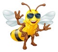 Cool Honey Bumble Bee in Sunglasses Cartoon Royalty Free Stock Photo