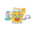 Cool honey Professor cartoon character with glass tube