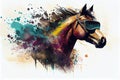 Cool Horse with Sunglasses and Graphic Art Illustration Colorful