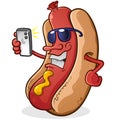 Cool hot dog with attitude and sunglasses taking a striking selfie Royalty Free Stock Photo