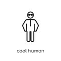 cool human icon. Trendy modern flat linear vector cool human icon on white background from thin line Feelings collection