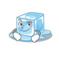 Cool ice cube mascot character with Smirking face