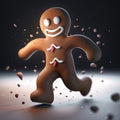 Gingerbread man running away - funny christmas bakery illustration Royalty Free Stock Photo