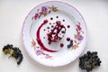 Cool jelly with fresh berries on a light plate decorated with berries and jam top view Royalty Free Stock Photo