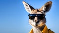 Cool kangaroo character in sunglasses, wild tropical exotic animal portrait