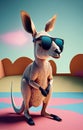 a Cool Kangaroo Stylish Shades On A Pastel Playground