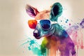 Cool Kangaroo with Sunglasses Graphic Art Illustration Colorful Art