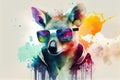 Cool Kangaroo with Sunglasses Graphic Art Illustration Colorful Art