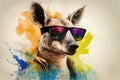 Cool Kangaroo with Sunglasses Graphic Art Illustration Colorful Art