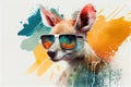 Cool Kangaroo with Sunglasses Graphic Art Illustration Colorful Art