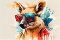 Cool Kangaroo with Sunglasses Graphic Art Illustration Colorful Art